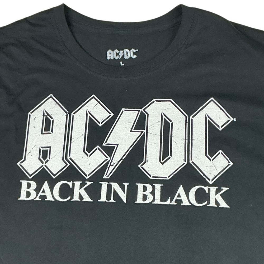 AC/DC Back in‎ Black Short Sleeve Graphic Band Tee Shirt Short Sleeve Size L - Picture 3 of 9
